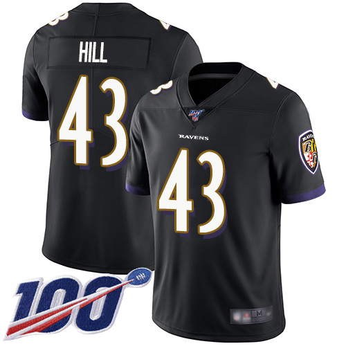Baltimore Ravens Limited Black Men Justice Hill Alternate Jersey NFL Football #43 100th Season Vapor Untouchable->baltimore ravens->NFL Jersey
